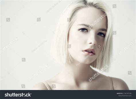 Closeup Portrait Beautiful Blonde Woman Nude Stock Photo 1135747730