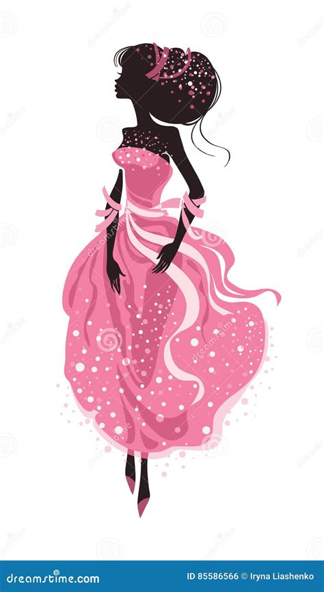 Silhouette Woman In Glittering Dress In Silk Stock Illustration Illustration Of Glittering