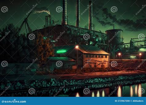 Round-the-clock Operating Petrochemical Industry Factory with Lighting ...