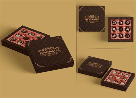 Free Truffle Dark Chocolate Gift Box Mockup Psd Set Good Mockups