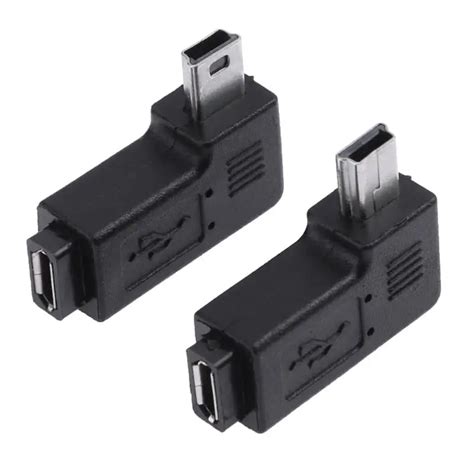 2Pcs Micro USB Female to Mini USB Male Adapter Mini USB Female to Micro USB Male Connector Left ...