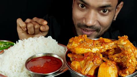 Spicy Chicken Curry Rice Eating Show Challenge Egg Indian Food Asmr