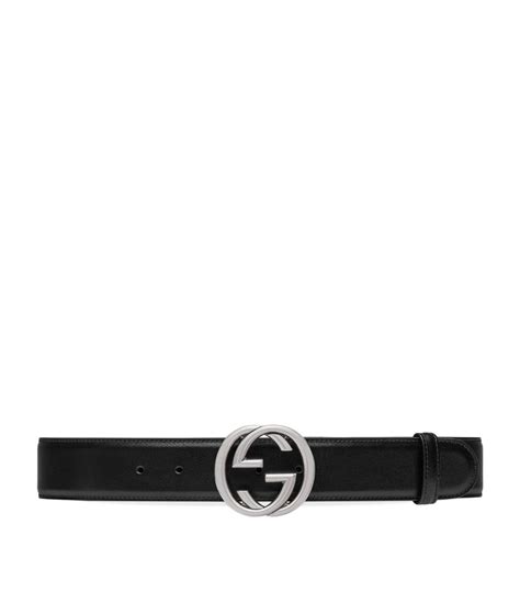 Mens Gucci Black Leather Interlocking G Belt Harrods Us