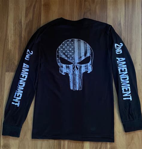 2nd Amendment American Flag Skull” Long Sleeve T Shirt 2nd Amendment