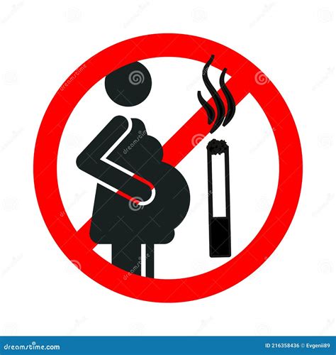 No Fumar Durante El Embarazo Rojo Prohibido Signo Aislado En Blanco