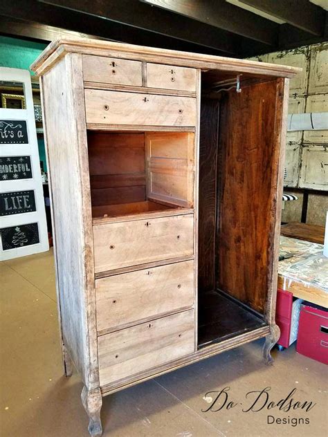 Raw Wood Furniture Farmhouse Style Armoire Makeover Do Dodson Designs