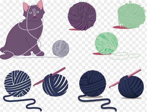 Cartoon Cat Yarn Illustration Png Image Pnghero
