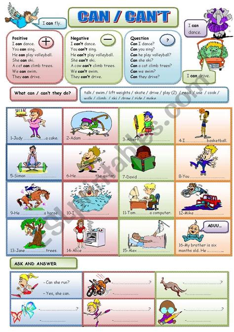 Can Can´t Esl Worksheet By Nigyy