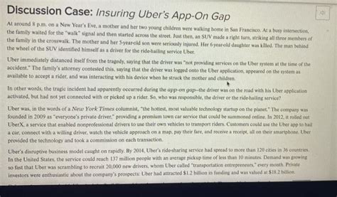 Solved Discussion Case Insuring Uber S App On Gap At Around Chegg