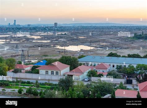 Panorama View Of Oil Fields At Baku Azerbaijan Stock Photo Alamy