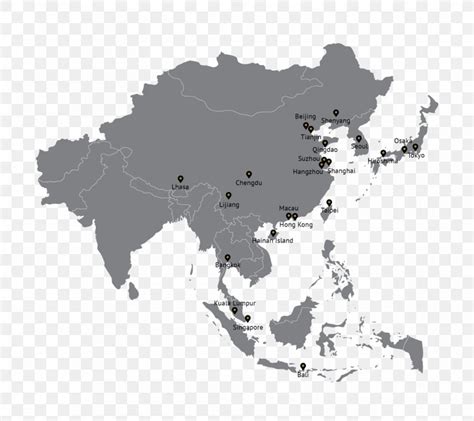 Black And White Map Of Asia