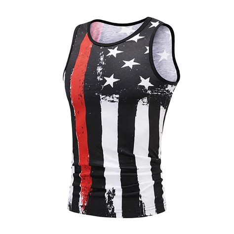 Mens Vest Tank Top Summer Usa Flag 3d Print Slim Fit Sleeveless