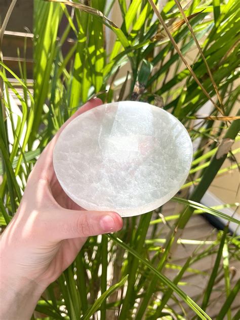 Round Selenite Charging Plate Crystal Place Plates Selenite