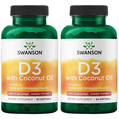 Swanson Vitamin D3 With Coconut Oil Highest Potency 2 Pack Walmart