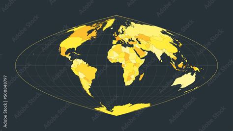 World Map Craster Parabolic Projection Futuristic World Illustration