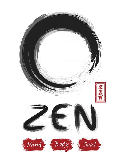 Enso Zen Circle Sumi E Design Black And Gray Overlap Color Red