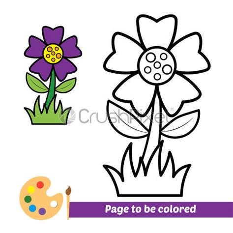 Coloring book for kids, flower vector - stock vector 4858204 | Crushpixel