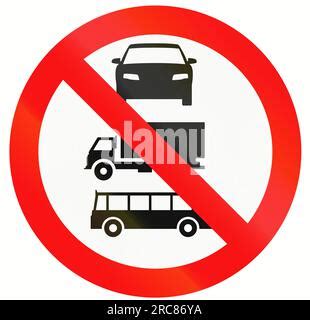 Indonesian Sign Prohibiting Thoroughfare For Buses And Lorries Stock