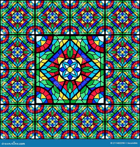 Stained Glass Window With Colored Piece Stock Illustration Illustration Of Stainedglass