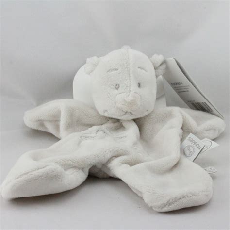 Doudou Plat Ours Blanc Tidou Toiles Noukie S