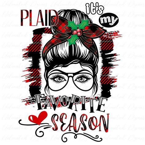 Buffalo Plaid PNG Christmas Messy Bun Png Christmas Png Buffalo Plaid