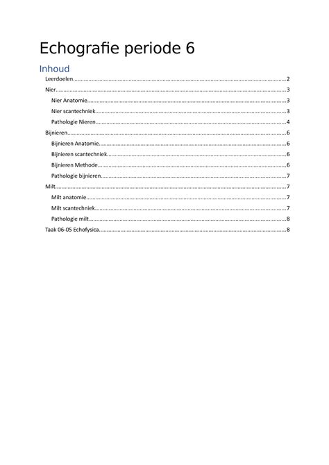 Echografie Periode 6 Echo Samenvatting Inhoud Echografie Periode