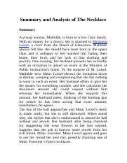 The Necklace Summary and Analysis.docx - Summary and Analysis of The ...