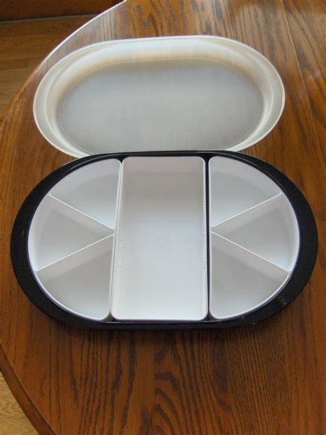 Tupperware Preludio Divided Sectioned Serving Tray Set Black & White Serving Dis - Other