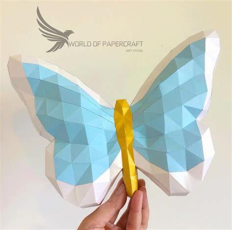 Papercraft Butterfly Pdf Template Low Poly Paper Sculpture Diy