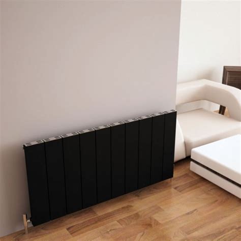 Carisa Elvino Black Aluminium Flat Panel Horizontal Radiators