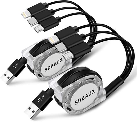 Sdbaux Multi In Retractable Charging Cable Pack Ft Fast Charge