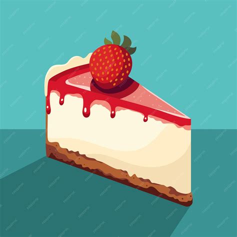 Premium Vector Slice Of Cheesecake With Strawberry On Top Flat Style