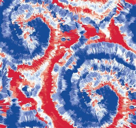 Patriotic Fabric Large Red White Blue Tie Dye Swirls 4th Of July