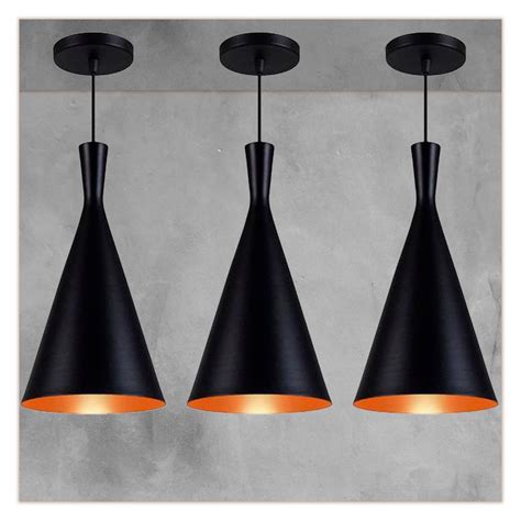 Kit Pendentes Cone Estilo Tom Dixon Preto Fosco E Cobre Em Promo O