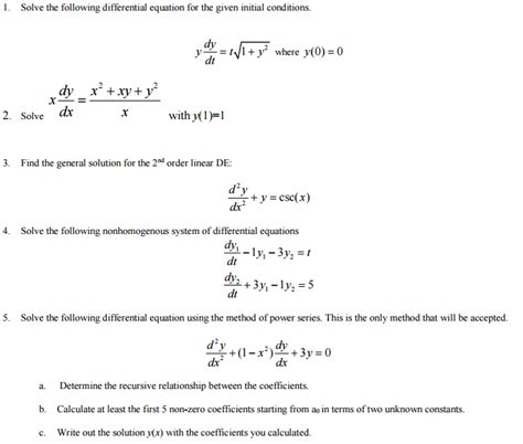 Solved Solve The Following Differential Equation For The Chegg