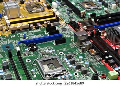 Modern Computer Motherboards Motherboard Digital Chip Stock Photo