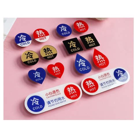 Hot And Cold Water Logo Sticker Water Heater Shower Signboard Waterproof Bathroom Faucet Hot And