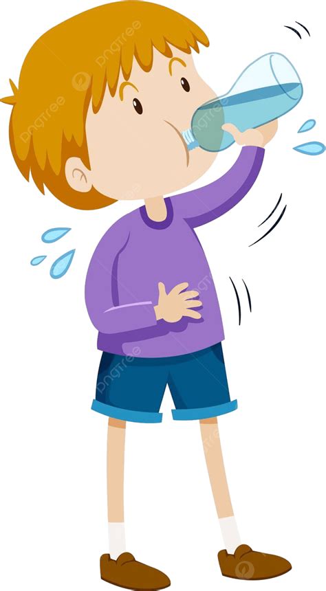 Boy Drinking Water From Bottle Activity Path Character Vector Activity
