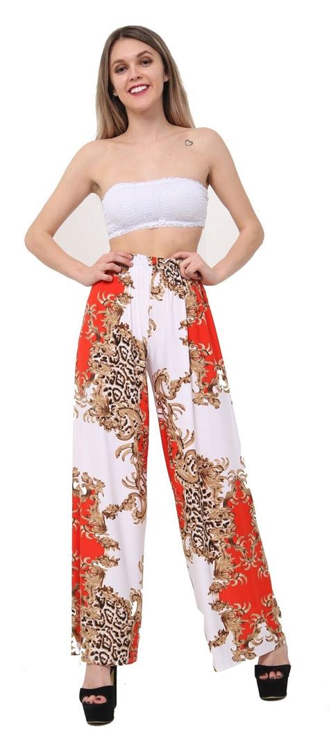 Ladies Floral Print Palazzo Trousers Womens Summer Wide Leg Pants Plus