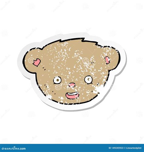 Retro Distressed Sticker Of A Cartoon Teddy Bear Face Stock Vector