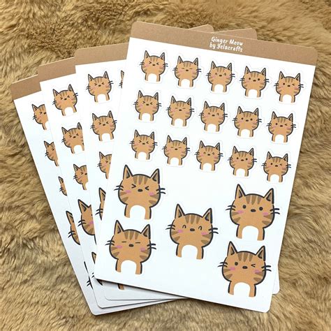 Meow Meow Emoji Sticker Sheet Cat Stickers Journal / | Etsy