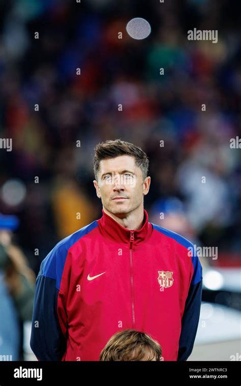 Barcelona Spain 12th Mar 2024 Lewandowski Pose For A Photo Prior To