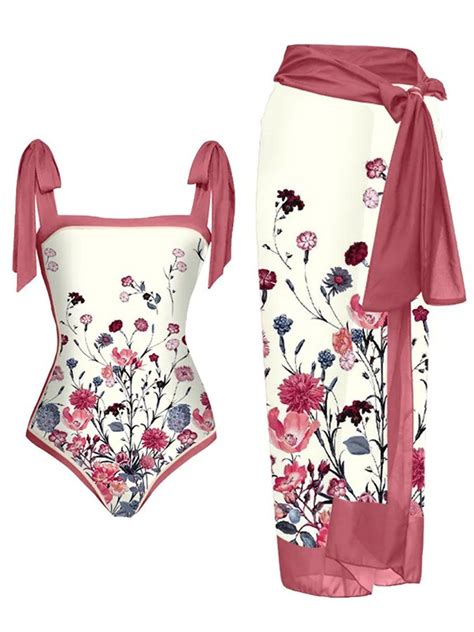 Women Floral Summer Vacation Polyester Printing Wireless One Piece