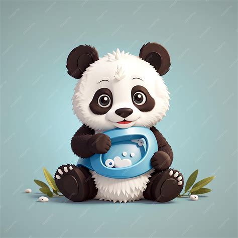 Premium Photo Cute Panda Baby Wearing Pacifier And Diaper Cartoon