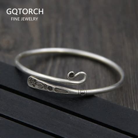 Brazalete de Plata de Ley 925 liso para mujer joyería vikinga hecha a