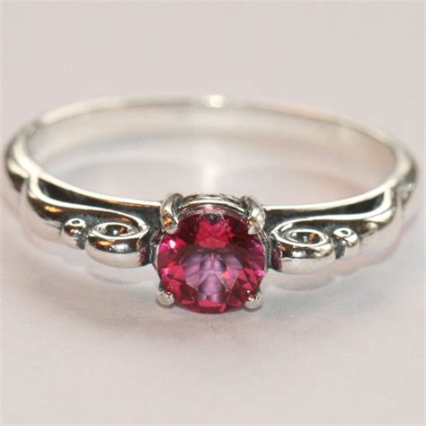 AAA Pink Topaz Ring Sterling Silver Antique Style Ring Size