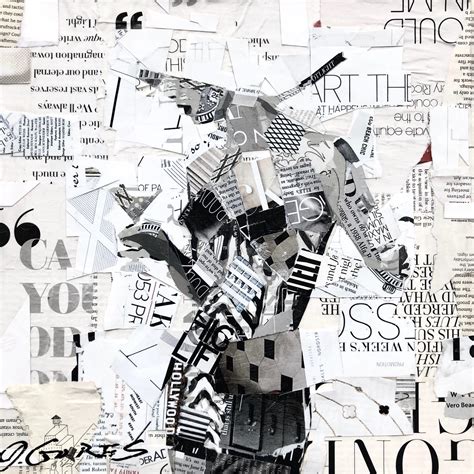 Derek Gores - "Art Theory #4" black and white collage of woman holding ...