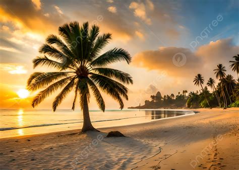 Sunset On An Island Sandy Beach Nature Wallpaper Background Wallpaper