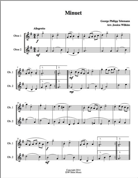 6 Easy Oboe Duets Digital Download Jdw Sheet Music