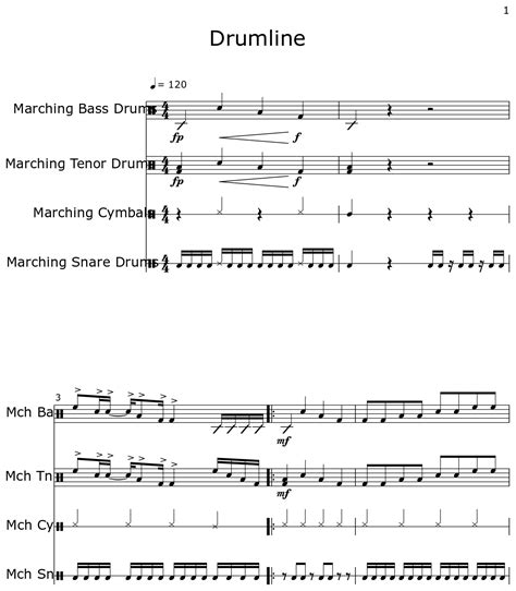 Drumline Sheet Music For Marching Bass Drums Marching Tenor Drums